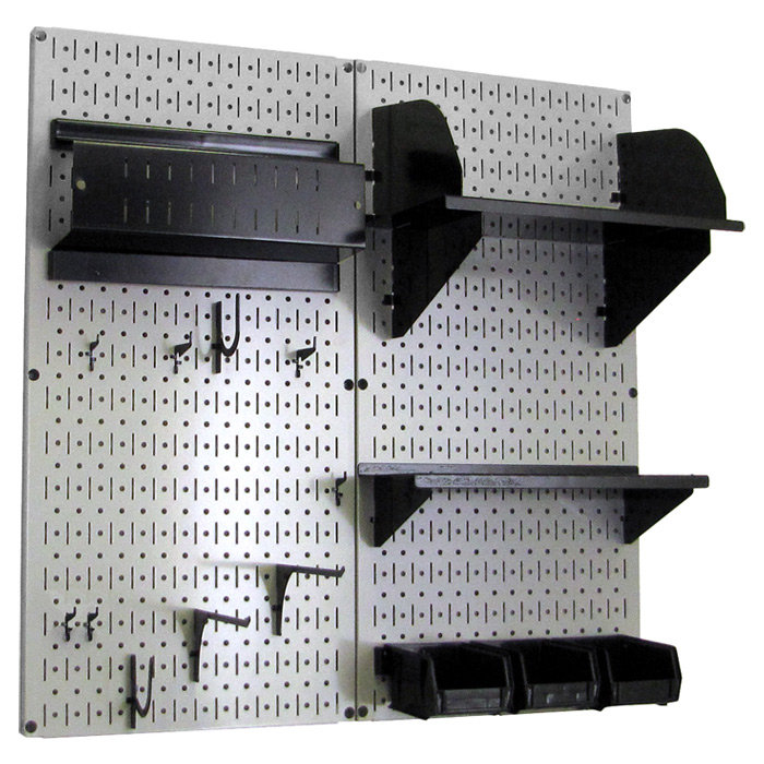 Hobby Craft Pegboard Organizer Storage Kit, Gray and Black
