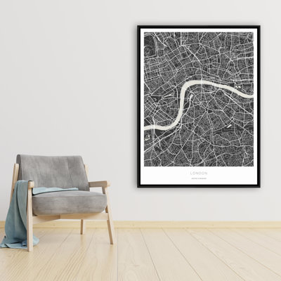 Graphic Map Of London Print On Canvas