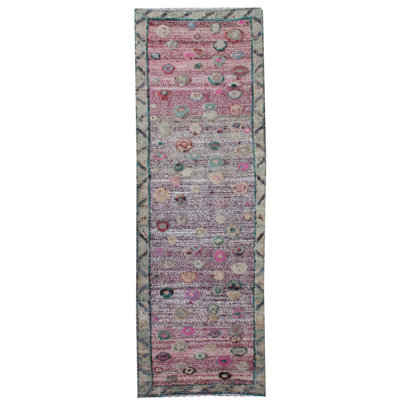 Rectangle 76 cm x 311 cm Geometric Hand Knotted Area Rug