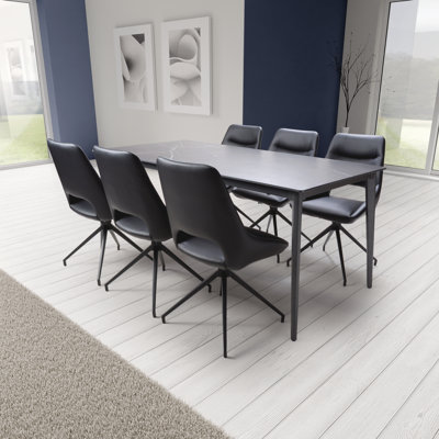 Buisan Stone Top Metal Base Dining Table