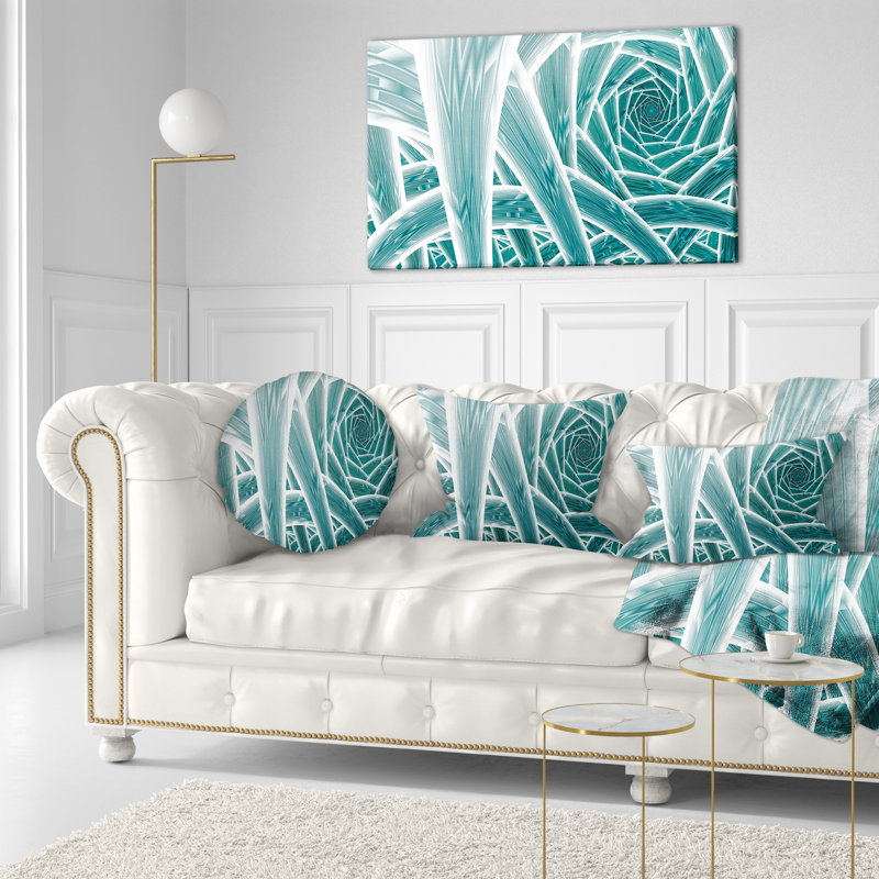 Fractal Endless Tunnel - Coussin imprimé abstrait, Bleu