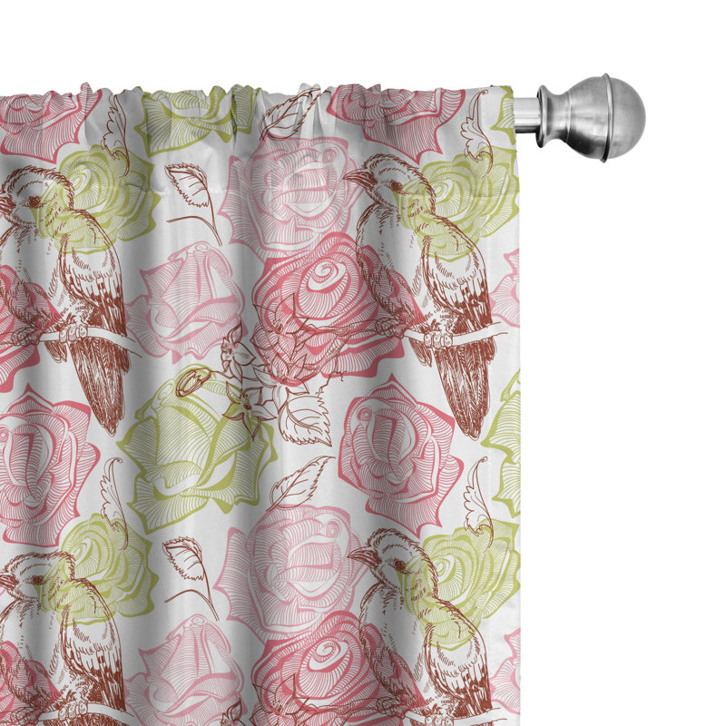 Floral Semi-Sheer Rod Pocket Curtain Panels, 28" x 95"