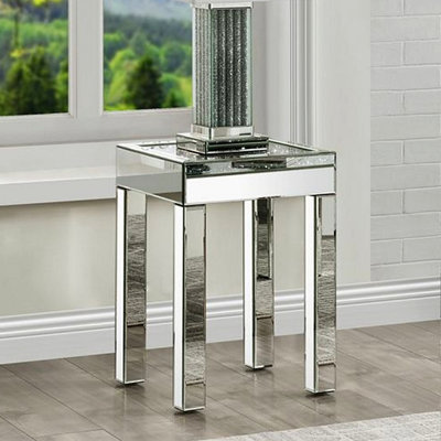 Table de bout miroitante en faux diamants