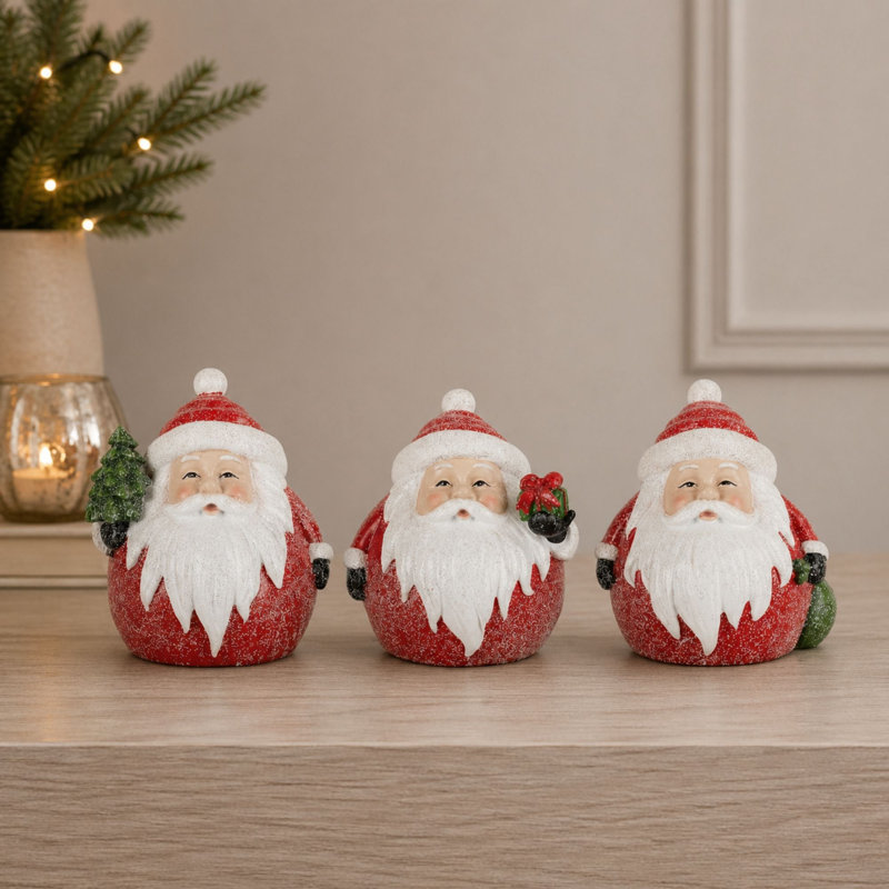 Ensemble 6 pièces de père Noël en résine