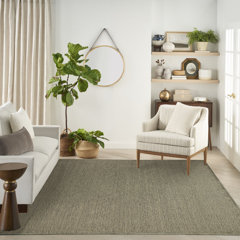 Tulum Solid Indoor/Outdoor Area Rug, Rectangle 10' x 14', Olive