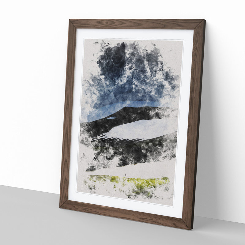 Beneath the Mountains of Iceland - Picture Frame Painting, 90cm H x 65cm W x 2cm D, Walnut