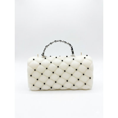 Classic Couture White & Black Dots Sculpted Candle