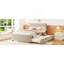 Lit plateforme double en velours avec lit gigogne-1243305672