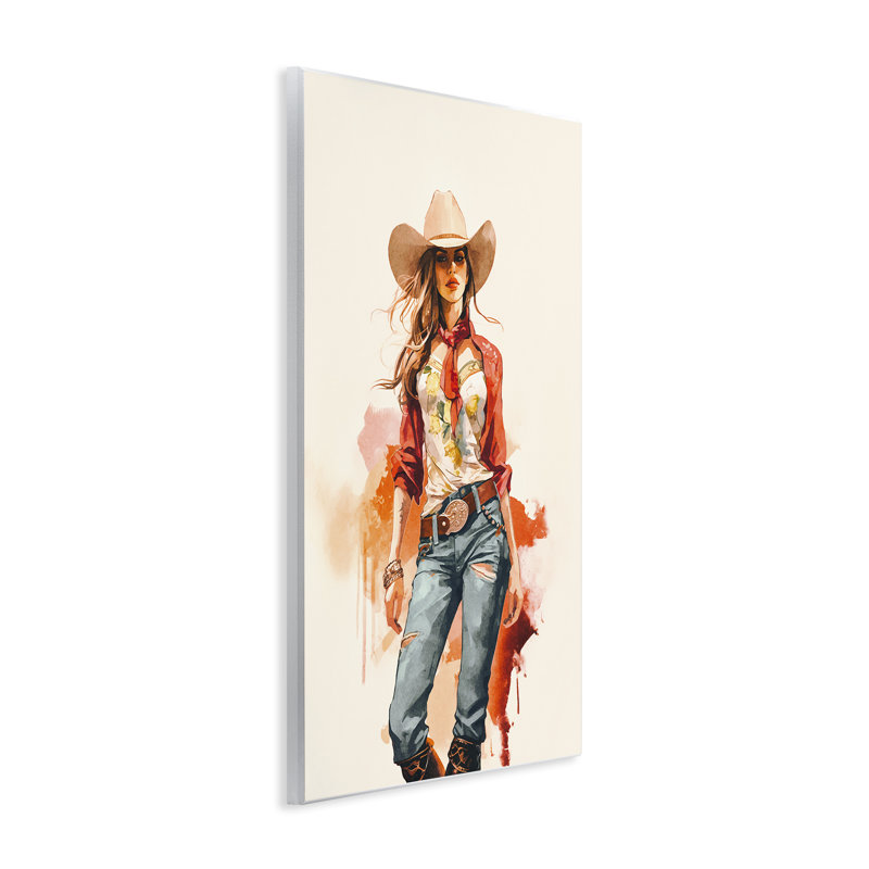 Art mural "Wild West Cowgirl" par Andrea Haase, H 19 po x l 13 po