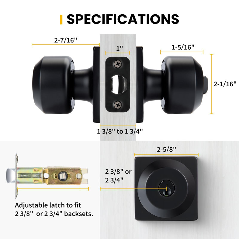 Poignée de porte extérieure noire matte à clé identique, poignée de porte avant avec serrure et clé, ensemble de 3 boutons de porte extérieurs noirs