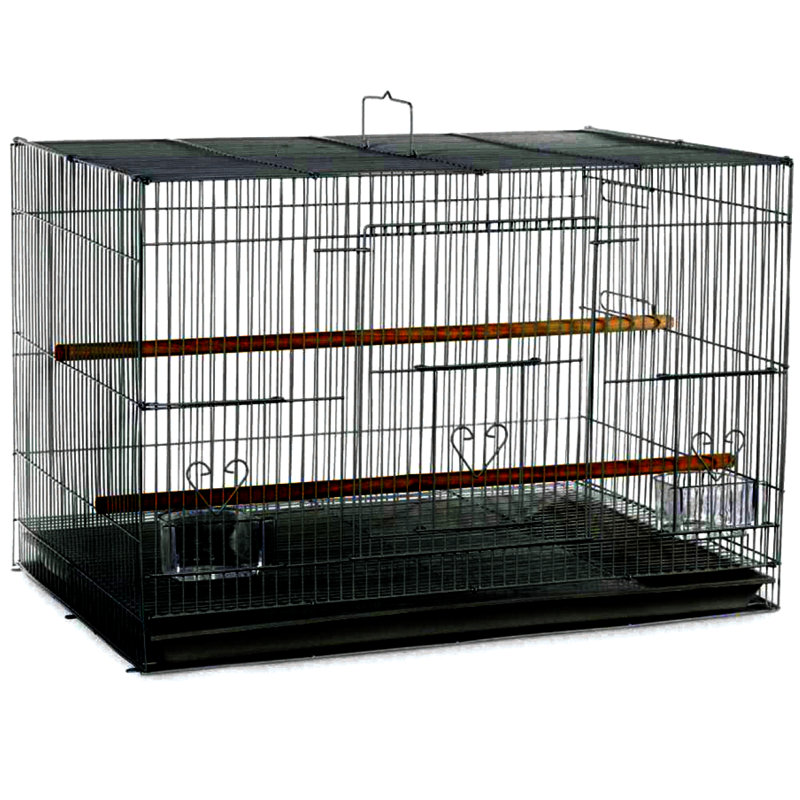 Black 30" x 18" Flight Bird Cage with Perches