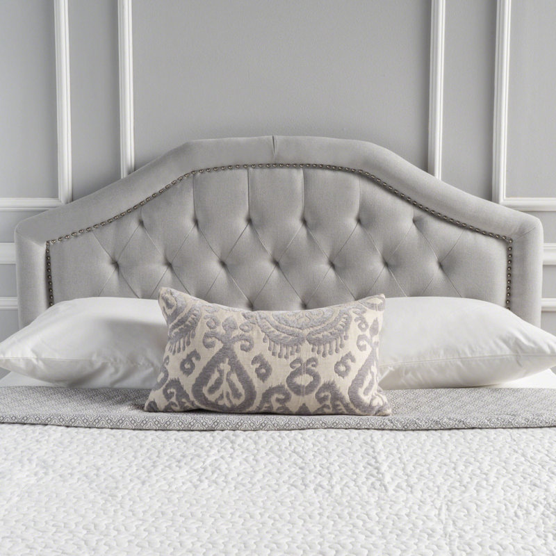 Tufted Upholstered Headboard Queen Size, Solid Wood Head Board With Durable Metal Legs, Adjustable Height Queen Headboard With Nailhead Trim In Bedroom