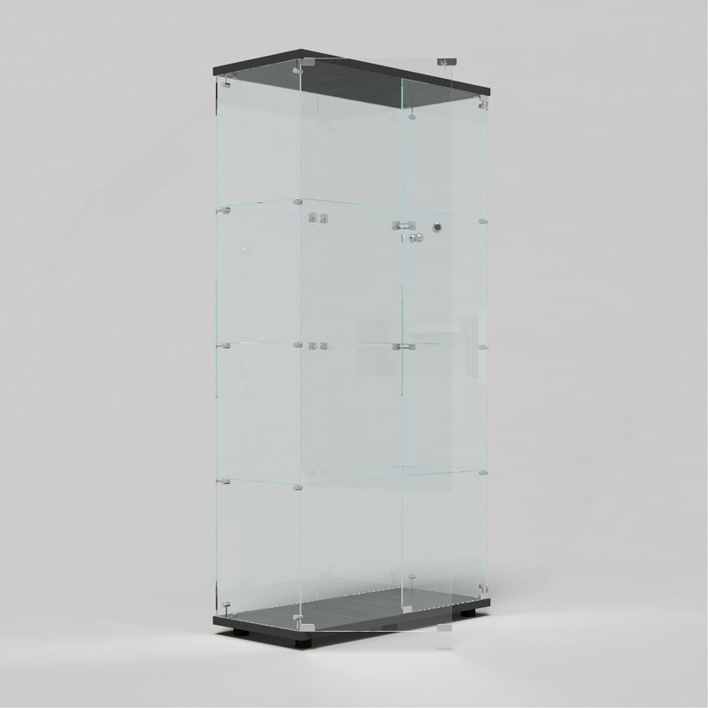 Tempered Glass Display Cabinet,Wine Cabinet,Storage Cabinet,File Cabinet,With A Variety Of Colors Of Pat Lights,Door Locks,Adjustable Floor Feet Suitable For Uneven Ground,Can Be Placed Anywhere,Black