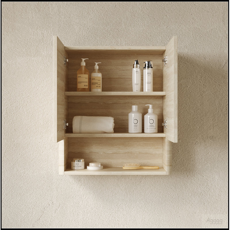Armoire de salle de bain murale ZUNO de 26 po avec portes, tablette et compartiment de rangement ouvert au-dessus de la toilette pour la salle de bain, la cuisine et la salle de lavage