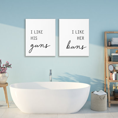 Like His Guns & Her Buns 2pc Canvas Set, design by Lettered and Lined