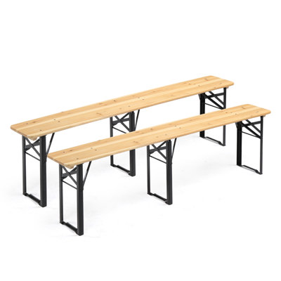 Banc pliant de 170 cm (67 po) en bois de sapin, ensemble de 2