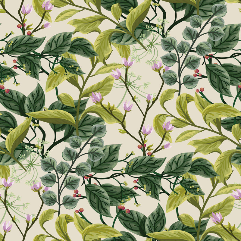 Iginio Peel & Stick Floral Tile, 48" L x 24" W
