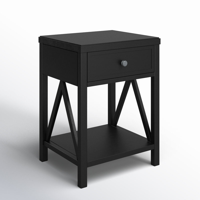 Nadeau Wood Nightstand, Black