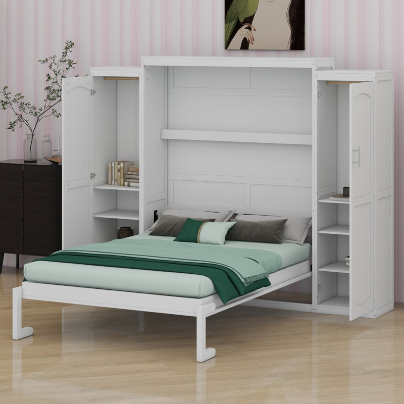 Lit escamotable avec garde-robe et tablette de rangement