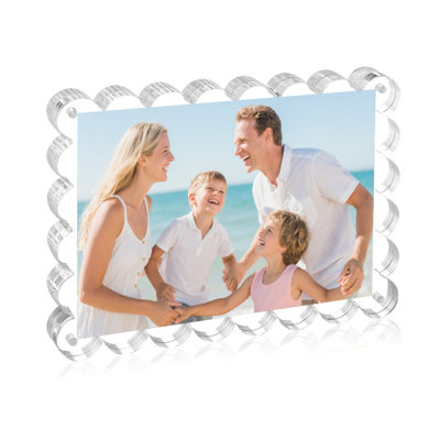 4x6 Inch Acrylic Picture Frames, Double Sided Magnetic Clear Picture Frames, Freestanding Acrylic Frameless Desktop Photo Frames 4x6 for Home/Office Tabletop Display