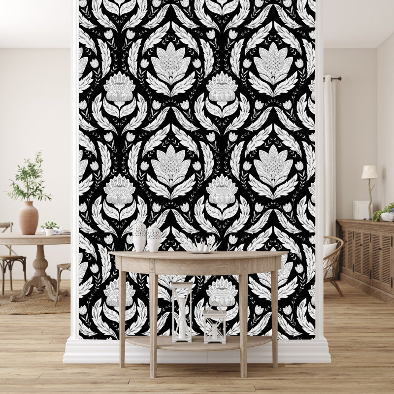 Carreau de papier peint adhésif noir et blanc L 10,4 pi x l 25 po, L 10,4 po x l 25 po