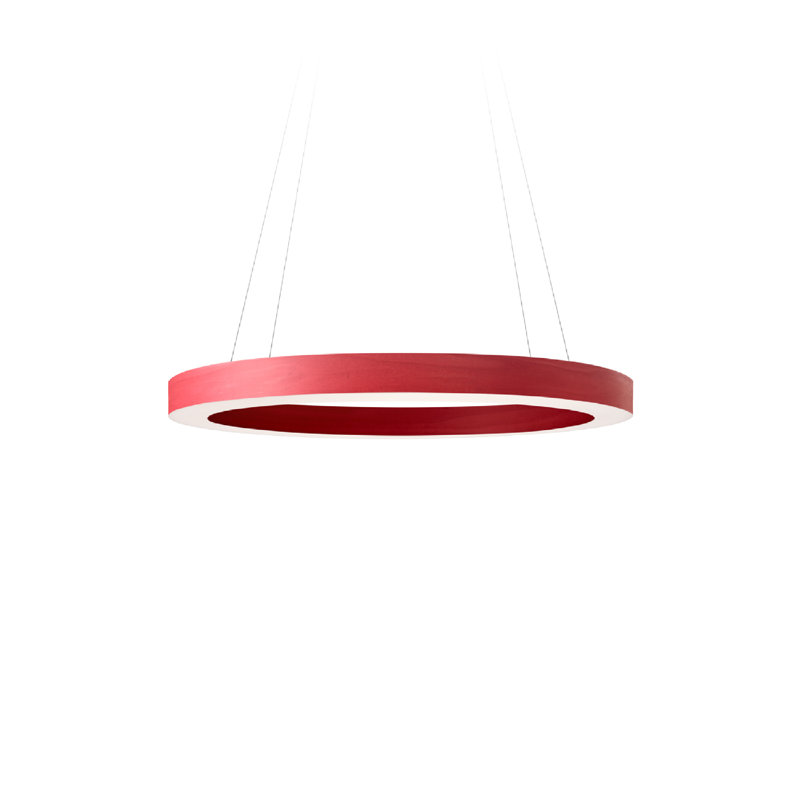 Oh! Line 1 - Light LED Chandelier, Matte Black, Natural Cherry, 2" H x 23.6" W x 23.6" D
