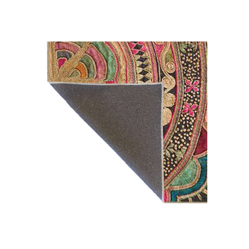 Tapis décoratif lavable demi-cercle à motif floral, Sous-tapis rectangulaire de 3 pi 3 po x 4 pi 11 po