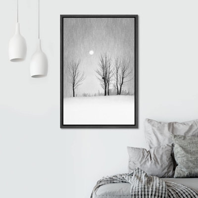 Winter " Black and White Winter Snow Forest Trees " Graphic Art Print