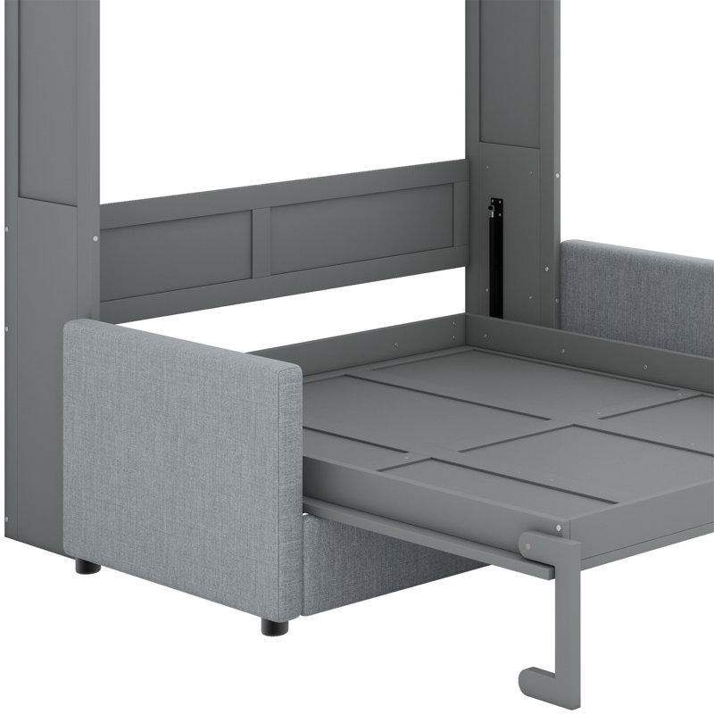 Lit escamotable avec coussin Shinpei, Gris, Double
