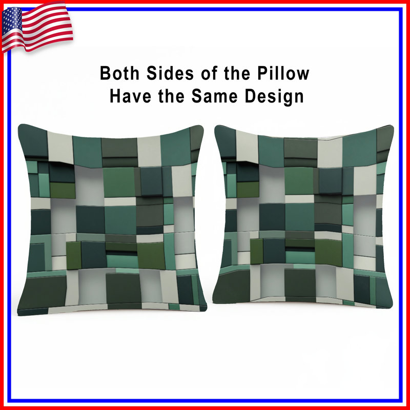 Coussins décoratifs Green Blocks, 18 x 18 inches