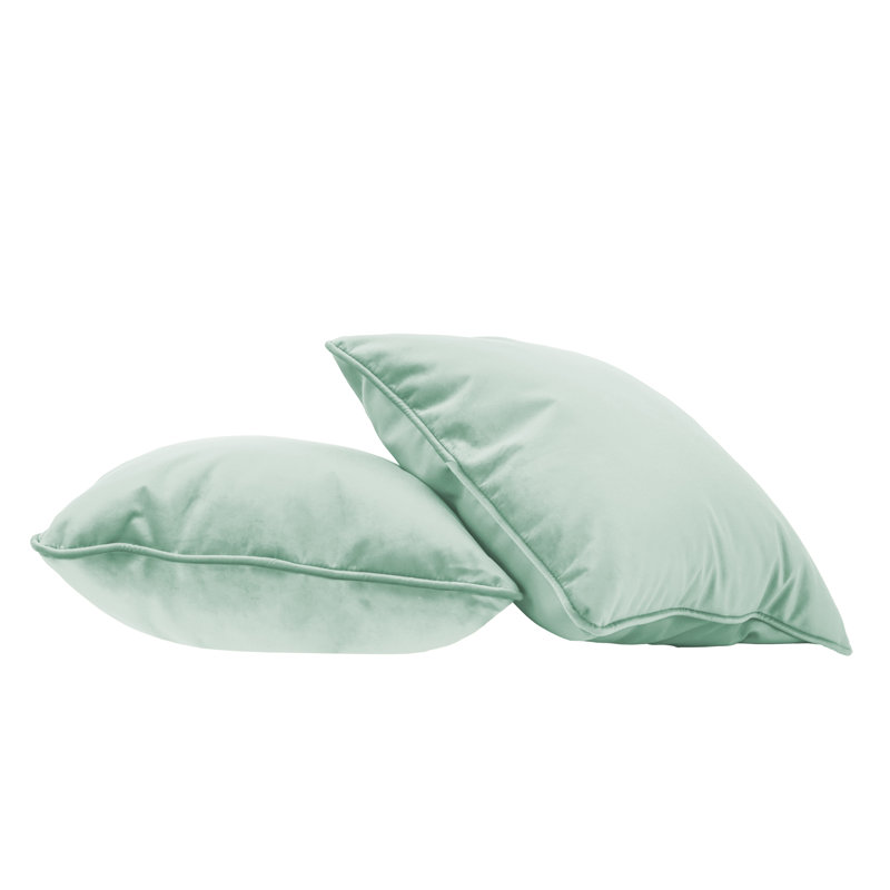 Rectangle Lumbar Microfiber Pillow with Piping, 2-pack, Square 18", Aloe