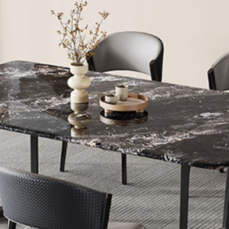 Marquila Stone Top Dining Table, Black, 29.5"H x 70.8"L x 35.4"W