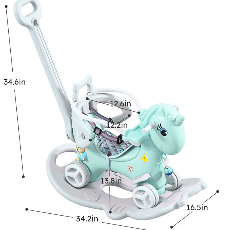 Blue 'Rocking Horse - Vélo d'équilibre avec siège, poignée, et teinture pour planche