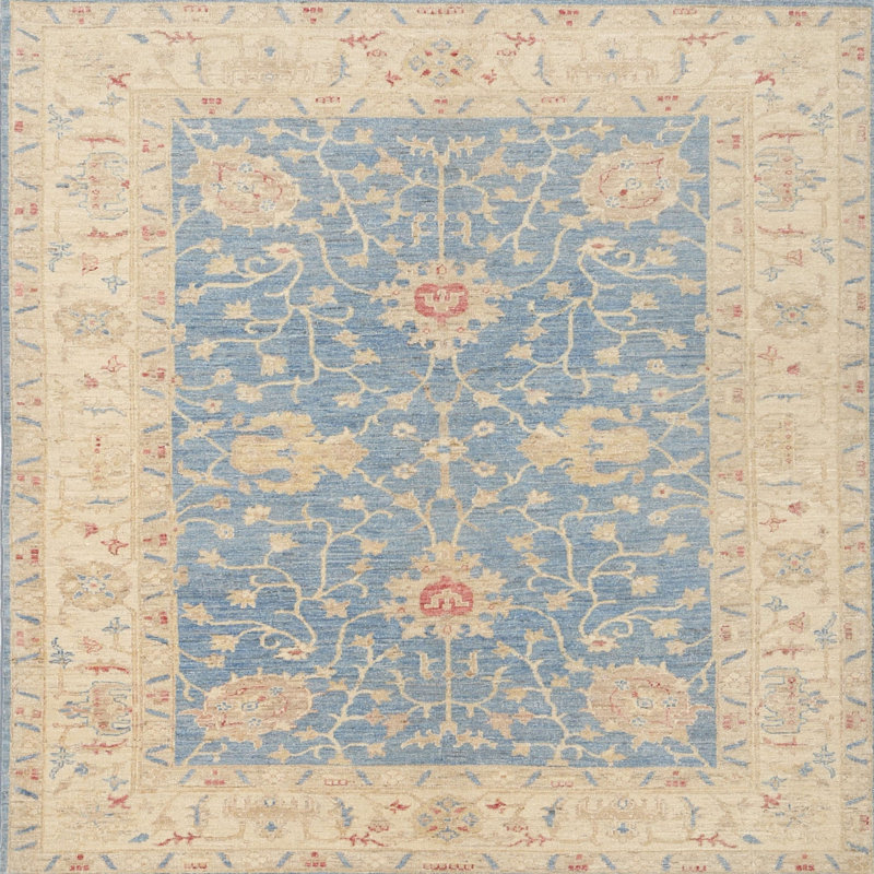 Tapis bleu / beige Grunin, Rond 7 pi