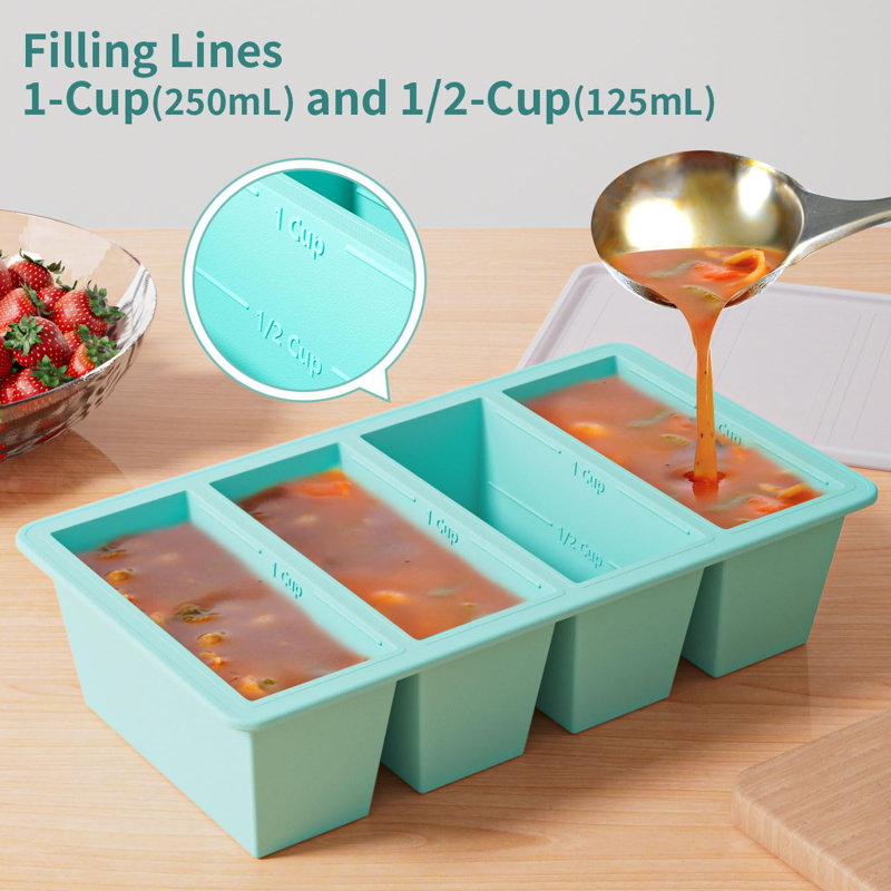 Silicone Freezer Tray For Sauce Cube: Silicone Freezing Tray For Broth Soup Storage - Freeze 250Ml 125Ml Souped Portion