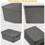 Small Plastic Twill Woven Storage Baskets With Lids, Stackable Organizing Containers With Labels For Pantry Closet Office, 6-Pack,10.35"X7.3"X4.09", Grey