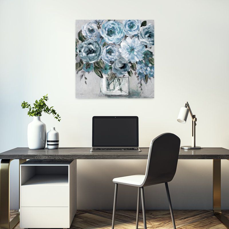 Painterly Blues, art mural moderne abstrait, H 18 po x l 18 po