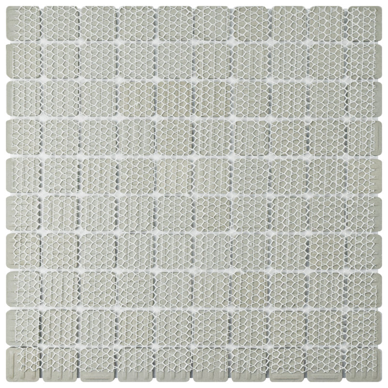 Crystalline Square 1.1" x 1.1" Porcelain Grid Mosaic Wall & Floor Tile, Blue/White