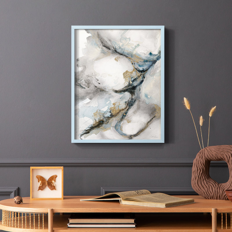 Meandering Framed Print - Solid Wood, Blue, 10" H x 8" W