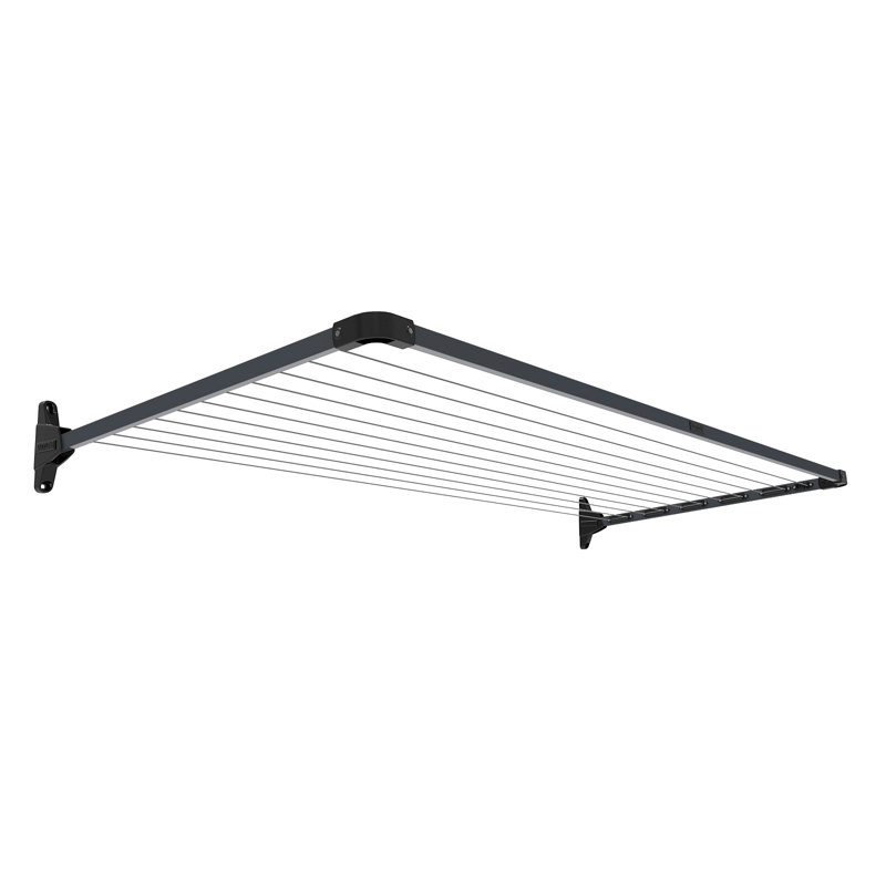 Daytek Steel Fold Down Wall-Mounted Drying Rack, 8.3" H x 88.2" W x 39.4" D, Black
