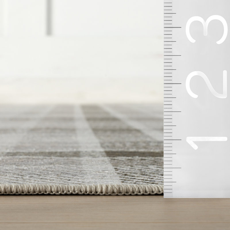 Andri Modern Plaid Machine Washable Rug, Rectangle 2' x 3'