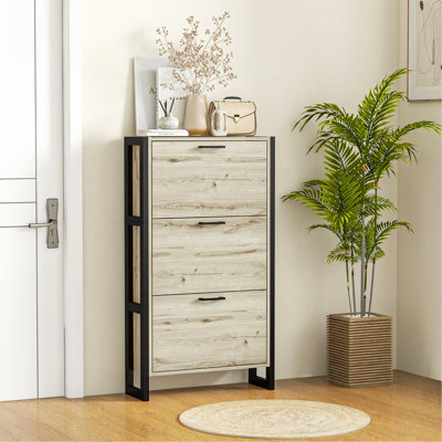 Armoire à chaussures industrielle avec tiroirs rabattables, solution de rangement compacte et élégante pour votre maison