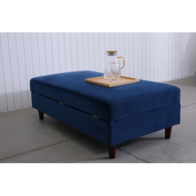 Whorton 131cm Wide Velvet Rectangle Solid Colour Ottoman with Storage
