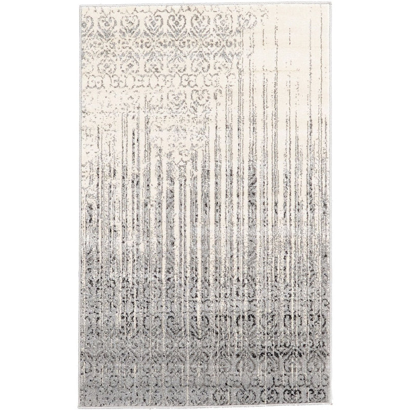 Tapis gris pierre à motif géométrique Desdemona, Rectangle 2 pi 2 po x 3 pi