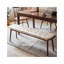 Banc de salle à manger rembourré en cuir de vache naturel l 51,18 po x P 12,6 po x H 17,32 po