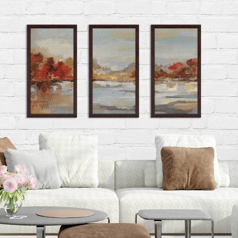 «Late Fall Reminiscense Crop», peinture sur cadre 3 pièces, L 40,5 po x H 25,5 po x P 1 po