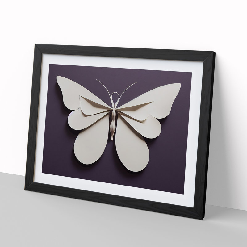 Luxurious Butterfly - Single Picture Frame Print, Black, 46cm H x 64cm W x 2cm D
