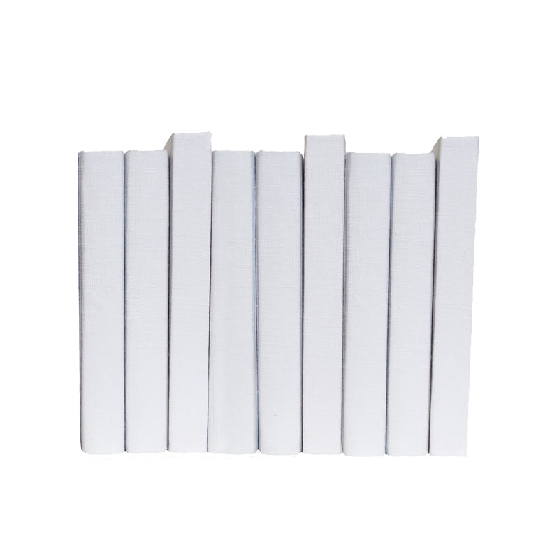 Decorative Books - Snowfall Oversized Linen Wrapped Book Bundle - 1 Foot of White Books, Snowfall