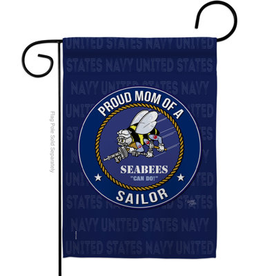 Drapeau de jardin en polyester 18,5 x 13 po Seabees Proud Mom