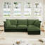 Canapé modulaire en L avec housse en L, canapé-lit en chenille confortable avec repose-pieds convertible et 2 gros coussins, ensemble de canapé moderne surdimensionné à 3 places pour bureau de salon, vert